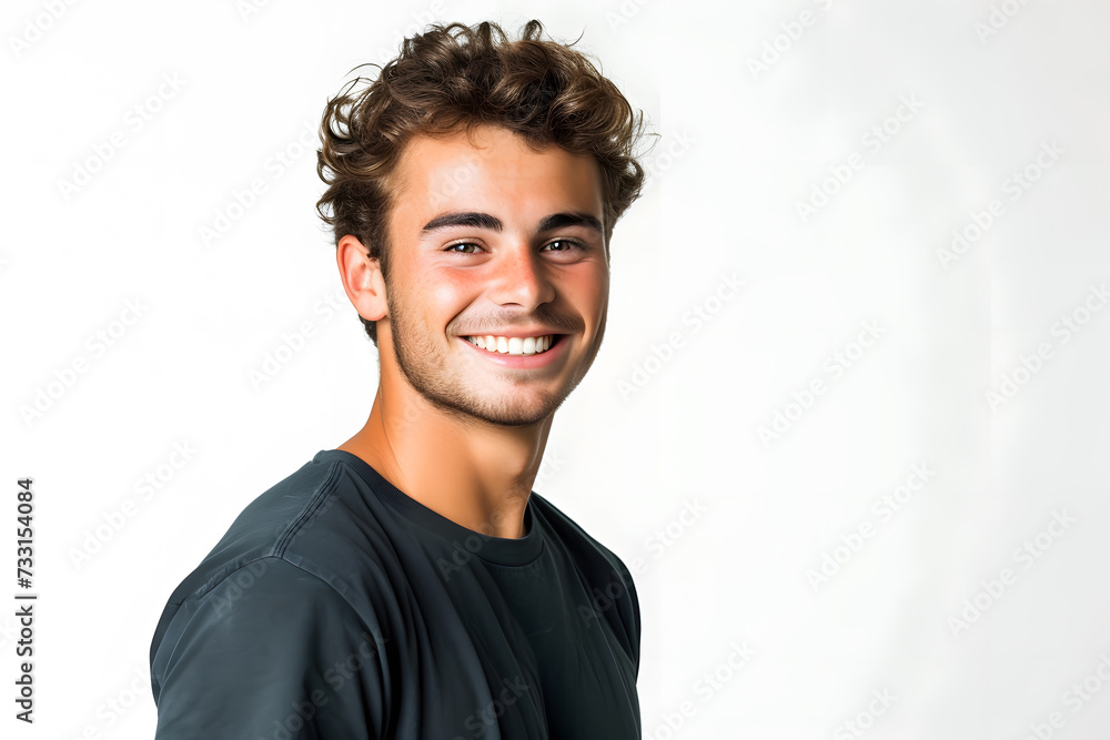 Obraz premium Handsome smiling man closeup portrait isolated on white background