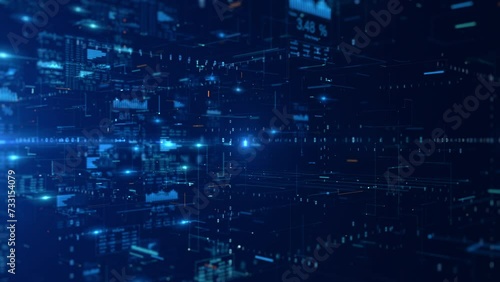 Wallpaper Mural HUD infographic technology data analysis, Technology digital cyberspace, and Digital data network, Features background representing connectivity and high speed data transfer, Seamless Loop, 4K Torontodigital.ca