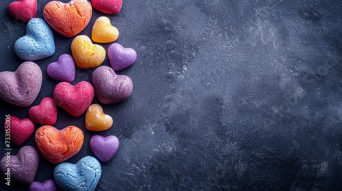Creative arrangement of candy hearts, conveying messages of love and sweetness