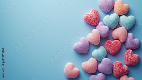Creative arrangement of candy hearts, conveying messages of love and sweetness