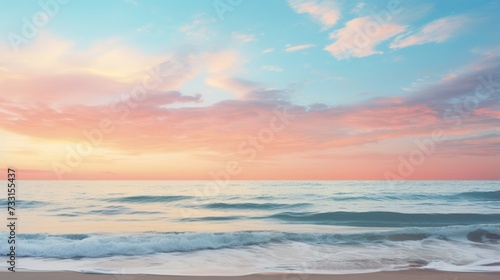 Serene ocean sunset with pastel colors painting the sky