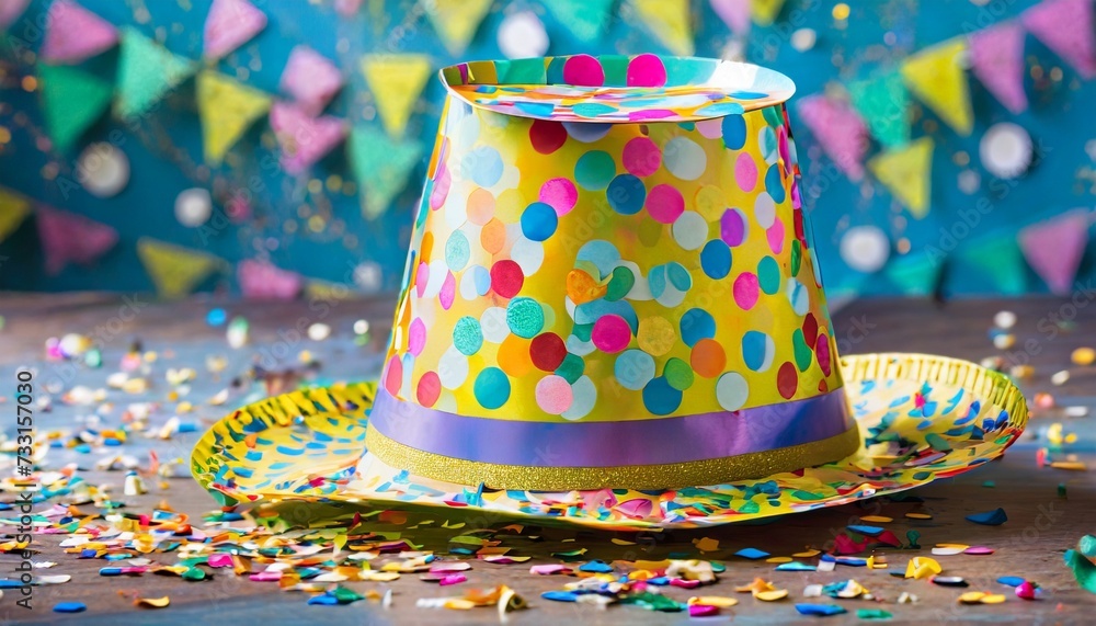 colored confetti on party hat