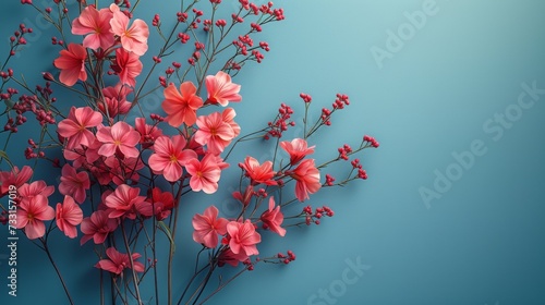 Minimalist background featuring a blend of flowers and geometric forms