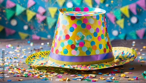 colored confetti on party hat