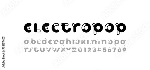 alphabet black decorative font, rounded lettering, letters A-Z and numerals 0-9, vector illustration 10EPS