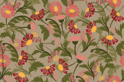 Wallpaper Mural Seamless paisley embroidered floral motif pattern in vector, for design, fabric, wrapping, digital motif, background, wallpaper, print, clothing, etc.	 Torontodigital.ca