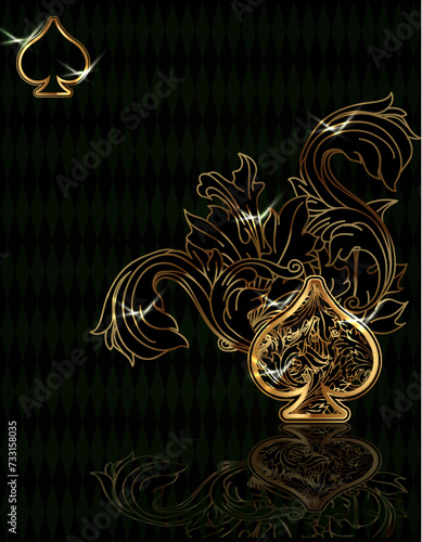 Spades ace poker card, vector illustration