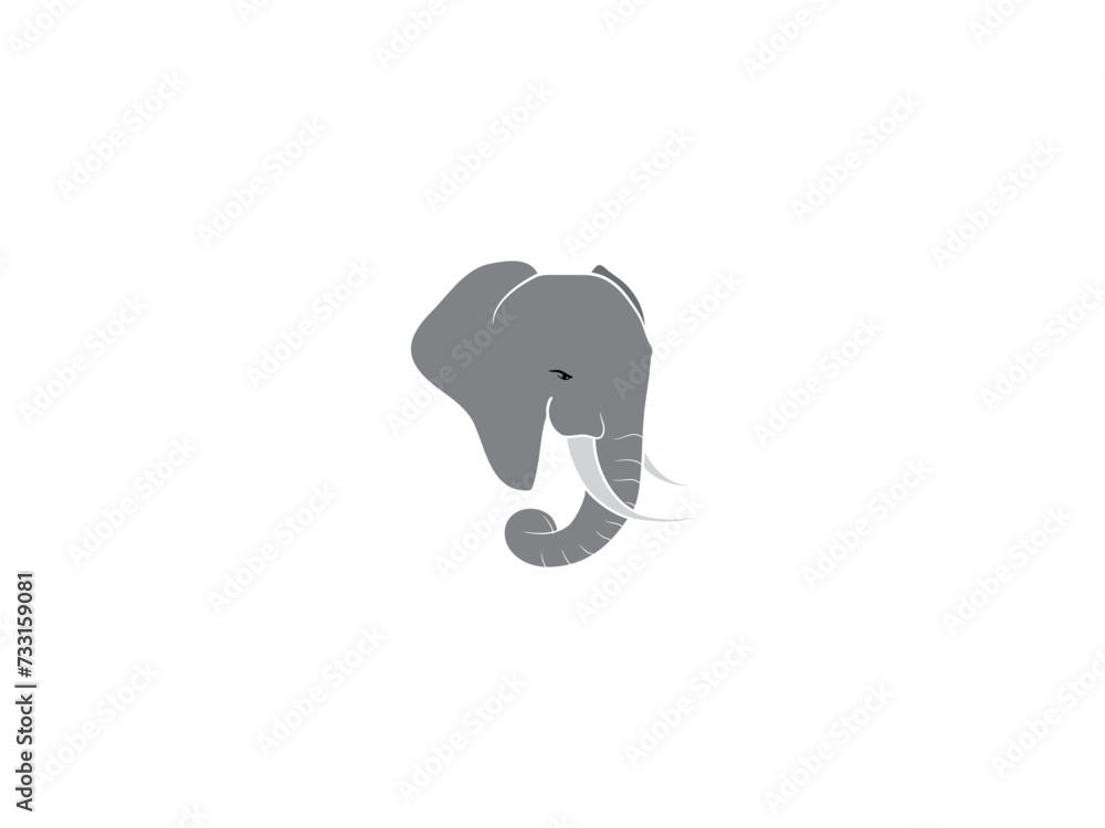 Elephant face illustration on white background Elephant face illustration on white background