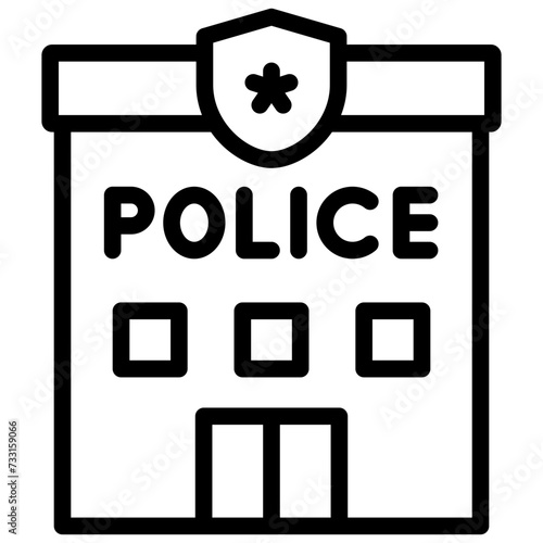 police station icon illustration design with outline