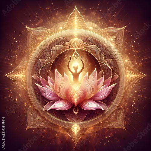 Image symbolizing the spiritual awakening with soft hues of pink and gold. on abtract background