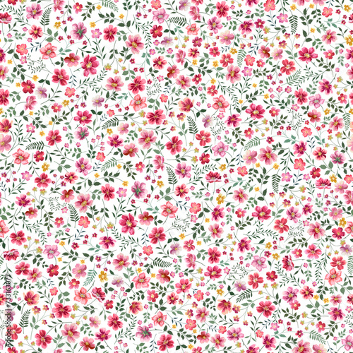 seamless floral pattern with red flowers