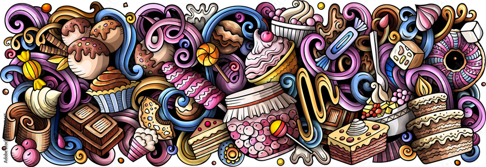 Sweet Food detailed cartoon illustration