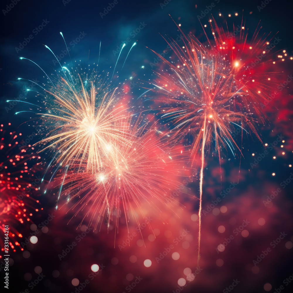 Fototapeta premium Fireworks festive holidays celebration concept.