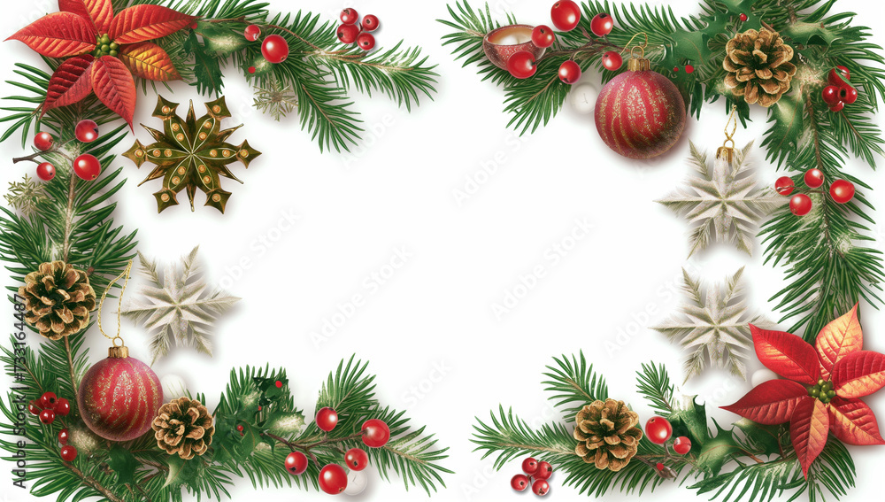 Christmas frame border with white background.