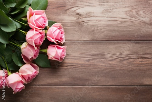 Mothers Day Calligraphy with Pink Roses on Wood