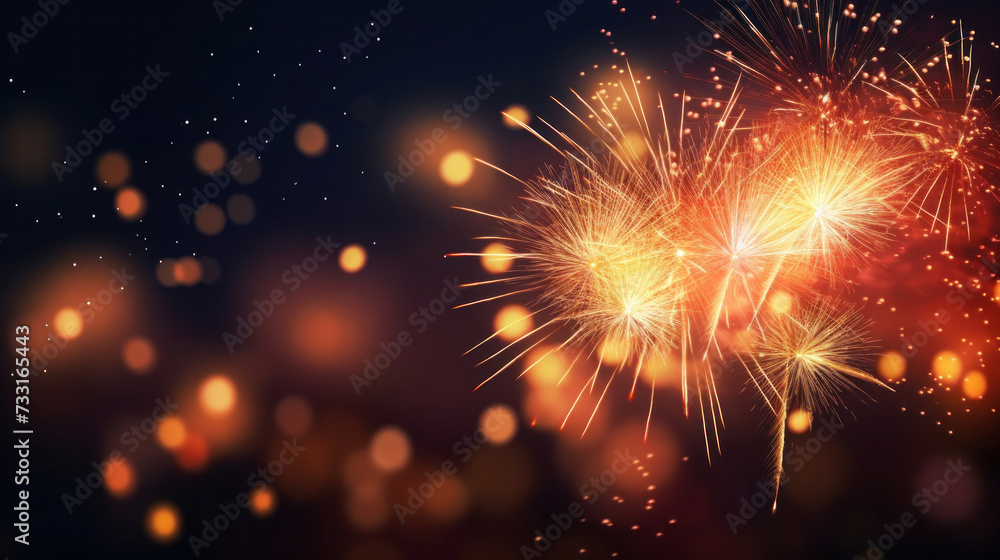 Obraz premium Fireworks festive holidays celebration concept.