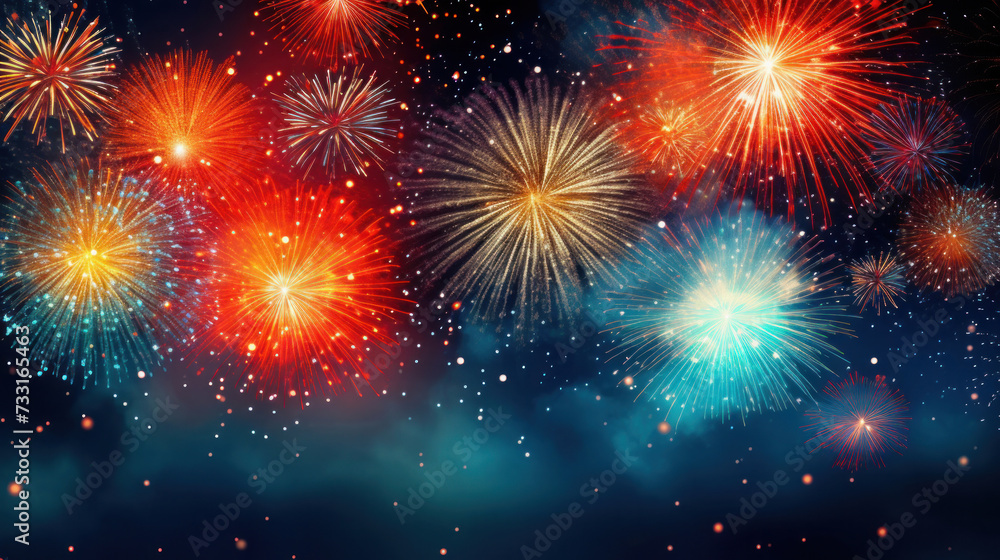 Fireworks festive holidays celebration concept.