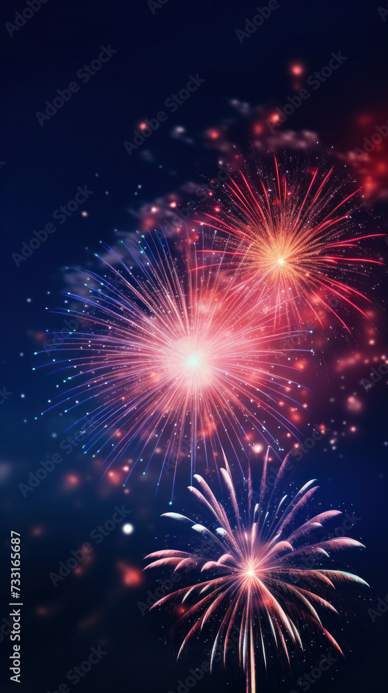 Naklejka premium Fireworks festive holidays celebration concept.