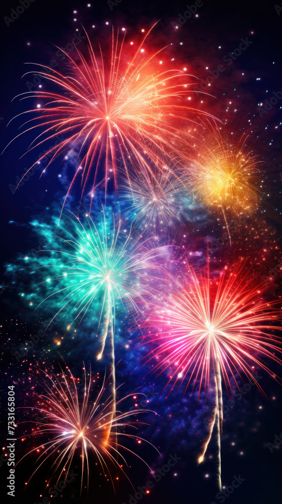 Fototapeta premium Fireworks festive holidays celebration concept.