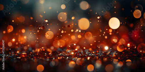 Abstract bokeh shimmering red glitter lights with blurry defocused background