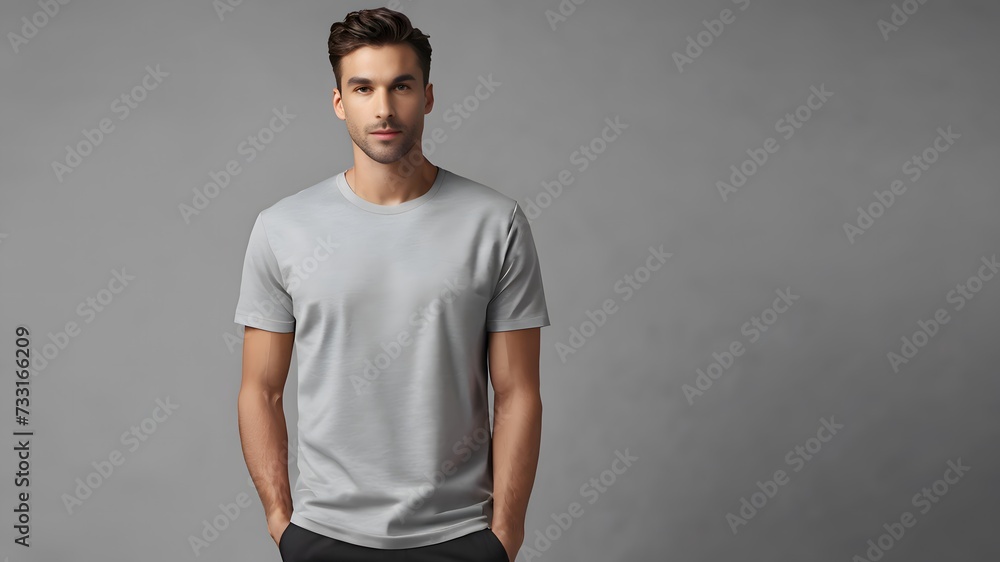 A blank platinum gray t-shirt mockup A blank platinum gray t-shirt mockup