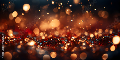 Abstract bokeh shimmering red glitter lights with blurry defocused background