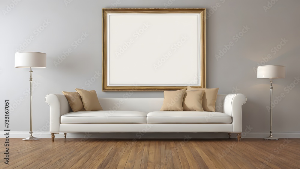 Luxury room with sofa and blank painting frame Luxury room with sofa and blank painting frame