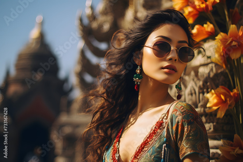 portrait of a woman in sunglasses in Asia