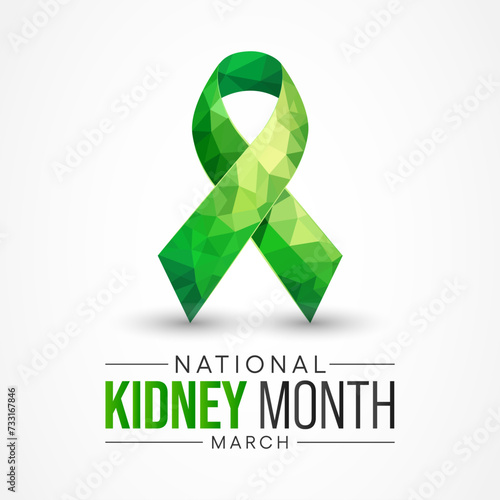 National Kidney month observed annually in March to raise awareness about kidney disease. Vector illustration.