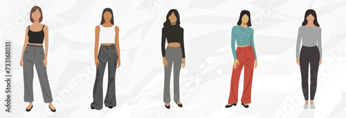  Frauen in Enger Kleidung // Minimalistische Vektor Illustrationen
