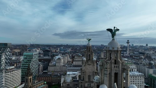 Mythical Liver Birds in Liverpool, UK photo