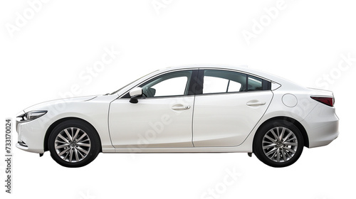 Passenger car isolated on a white background, with clipping path. Full Depth of field. Focus stacking, side view.