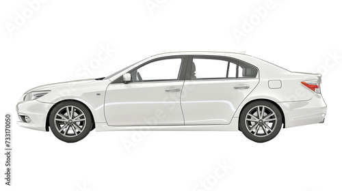 Passenger car isolated on a white background  with clipping path. Full Depth of field. Focus stacking  side view.