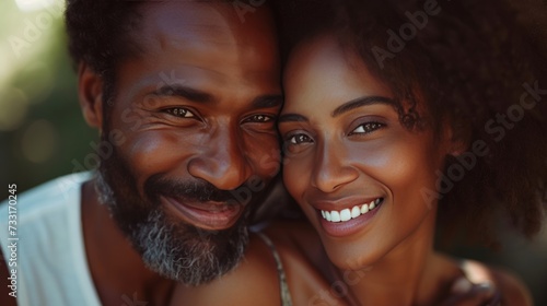 With a tender gaze, the Black couple shares a moment of pure love, captured b...