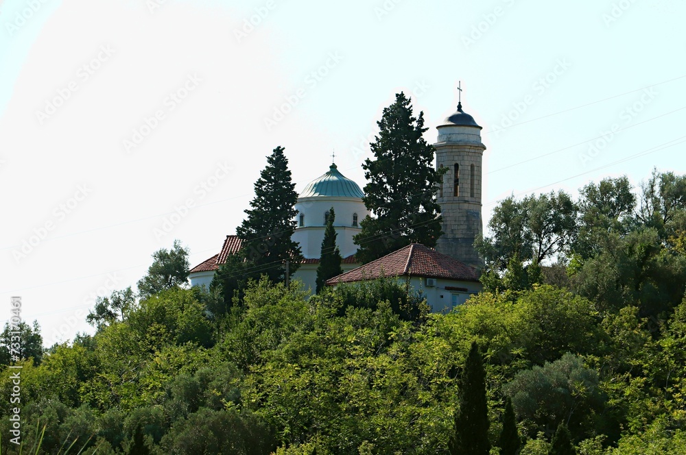 Orthodox Temple on a mountain near the Adriatic Sea in Montenegro