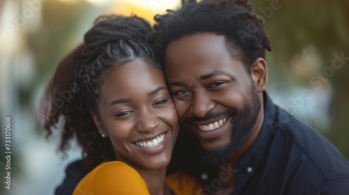 In this heartwarming shot, the Black couple's happiness is palpable, spreadin...