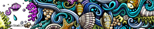 Underwater cartoon banner