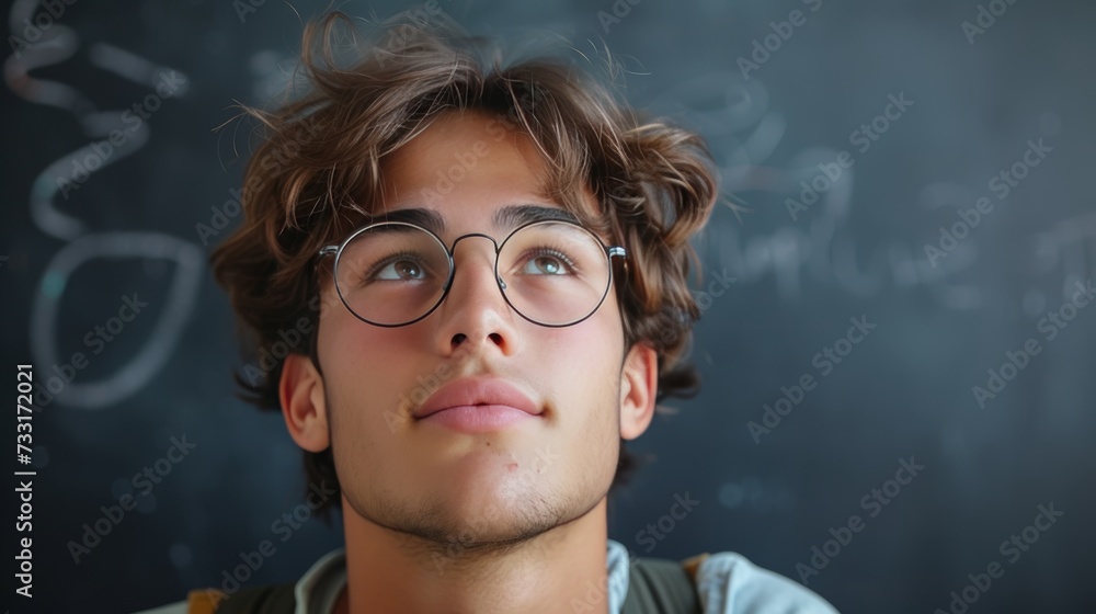 With an optimistic gaze, the student reflects hope and determination for the future With an optimistic gaze, the student reflects hope and determination for the future