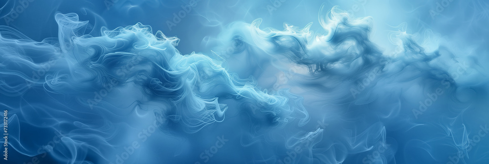 Abstract blue smoke on blue background. Creative banner image.