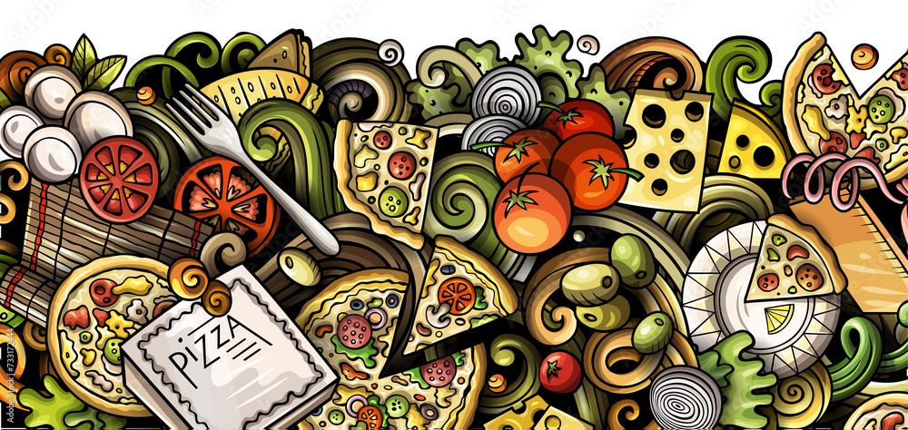 Pizza detailed cartoon illustration