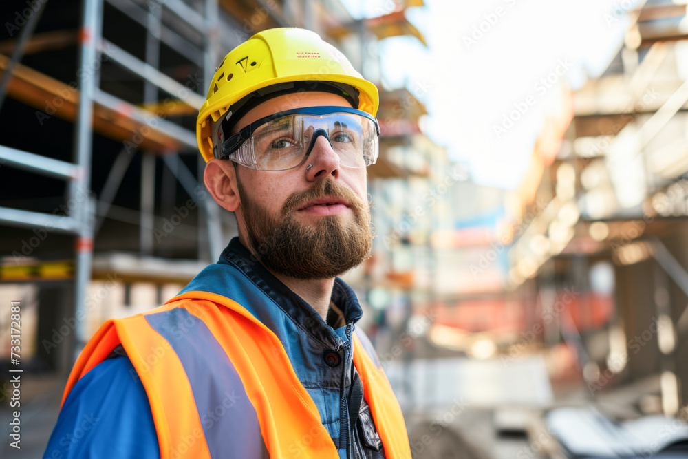 Portrait of a smiling male architect on construction site with blueprints
Portrait of a smiling male architect on construction site with blueprints