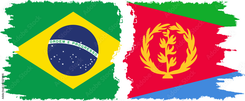 Eritrea and Brazil grunge flags connection vector Eritrea and Brazil grunge flags connection vector