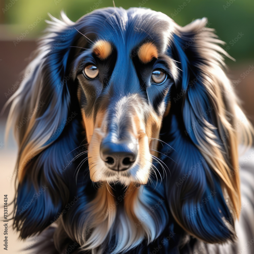 A beautiful Afghan hound dog head portrait. Generative AI A beautiful Afghan hound dog head portrait. Generative AI