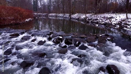 river in winter with rocks
