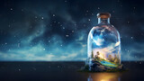 Ethereal Elixir: A Radiant Landscape Contained Within a Bottle