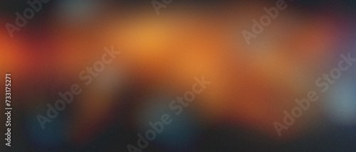 Black orange blue grey bokeh with grainy noise grungy empty space airbrush texture.  rough abstract retro vibe shine bright light and glow background template color gradient.