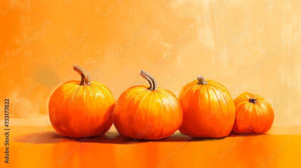Obraz premium Pumpkins on isolated orange background