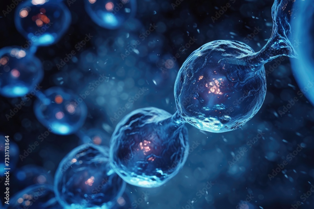 Naklejka premium Illustration of cells in human DNA system.
