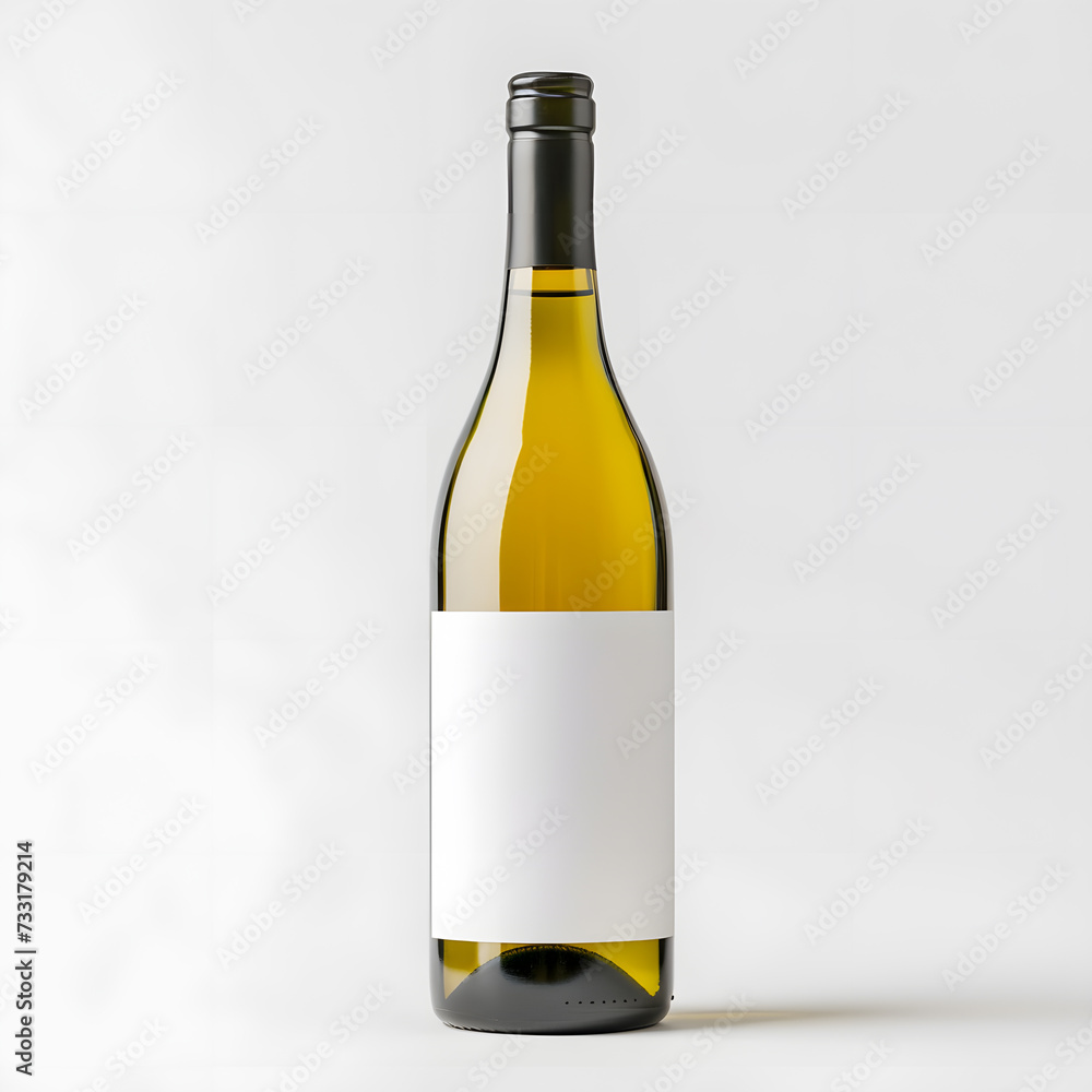 A bottle of white wine isolated on white background for mockup A bottle of white wine isolated on white background for mockup