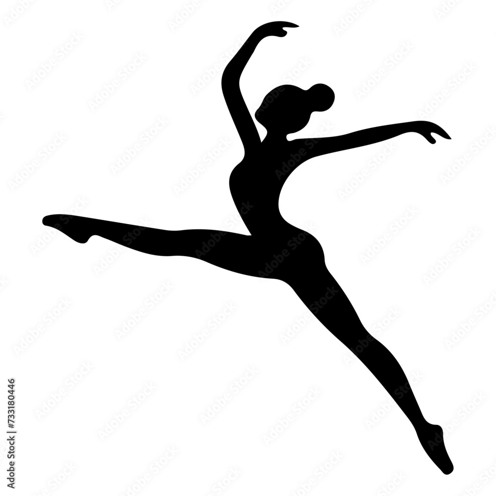 Ballerina Dance vector icon in flat style black color silhouette white background